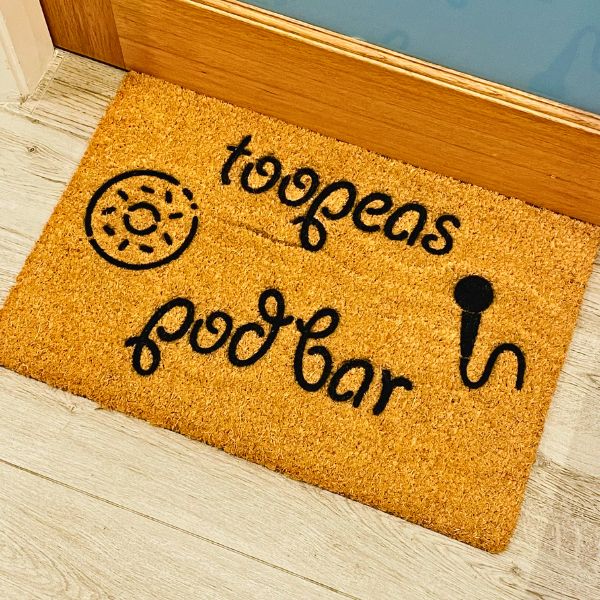 Too Peas business logo doormat
