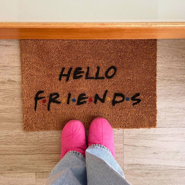 Doormat that says 'Hello Friends'