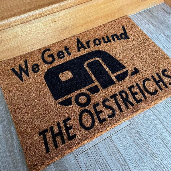 We Get Around The Oestreichs Caravan Doormat