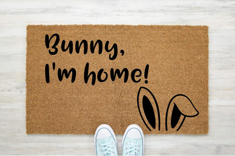 Bunny, I'm home! doormat with rabbit ears