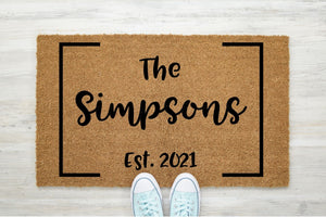The Simpsons Est. 2021 doormat with border
