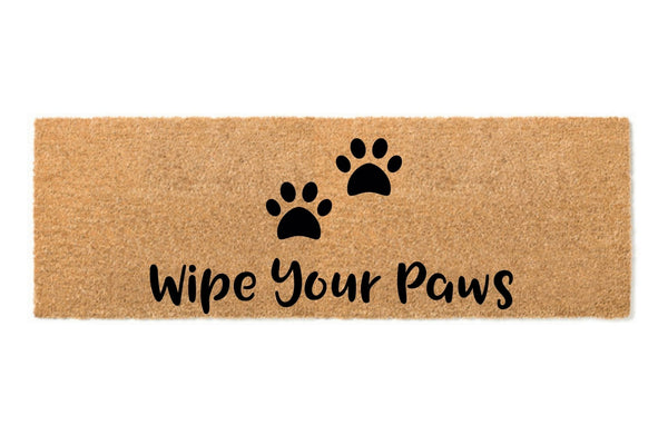 Large Wipe Your Paws doormat with two paw prints