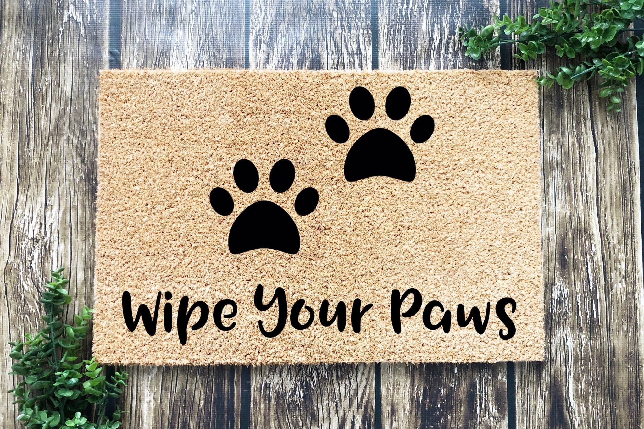 Wipe Your Paws doormat with two paw prints